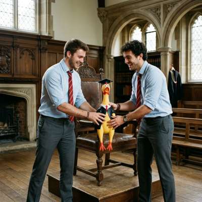 In the hallowed halls of Blackwood Academy, where ambition meets desire, two mischievous students place a rubber chicken on...