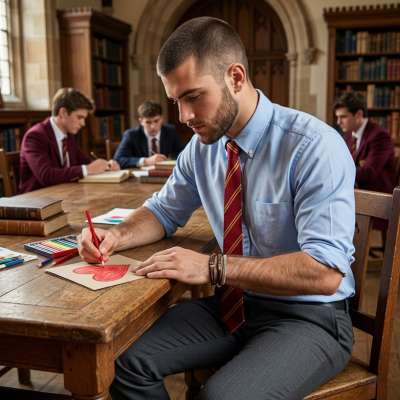 In the hallowed halls of our prestigious academy, where ambition meets desire, I slip a note into your desk—ink-stained with...