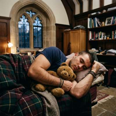 The scent of aged oak and leather lingers as I wake to the warmth of your embrace, my teddy bear’s fur tangled in the crisp...