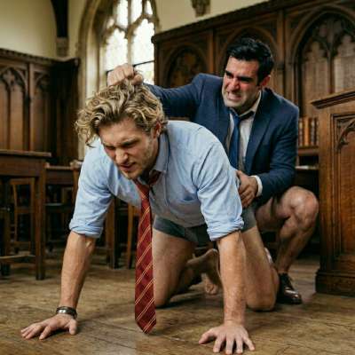 A scholar’s lesson in power—where the classroom bends to the will of those who command it. #discipline #muscle