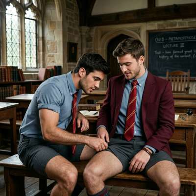 Two scholars pause between lectures—one in the quiet focus of study, the other in the bold confidence of tradition. Where...
