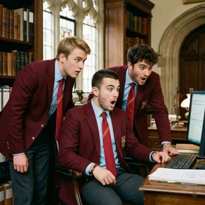 I wonder what those three guys are looking at online #study