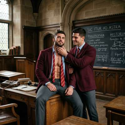 Between chalked theorems and whispered debates, two scholars find their own equations—one hand tracing the contours of...