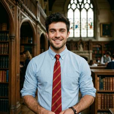 The quiet hum of ancient tomes meets the warmth of a scholar’s smile—light eyes reflecting the glow of knowledge in halls...