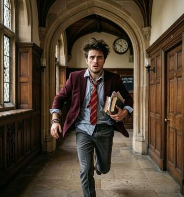 Late for lecture, books clutched tight—every stride a race against the ticking clock of academia’s unyielding rhythm. The...