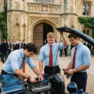 Gentlemen of the academy unite their craftsmanship—precision and passion in every wrench turn. Where tradition meets...
