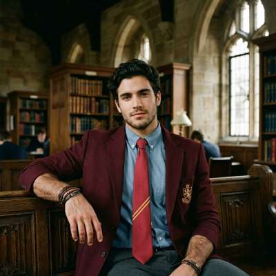 Amidst towering tomes and arched whispers, a scholar finds his place—where intellect meets quiet ambition in halls of...
