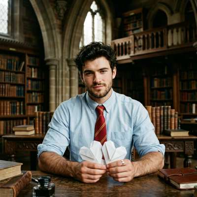 In the grand halls of knowledge, where ink-stained fingers trace ancient tomes, a scholar’s hands fold paper into silent...
