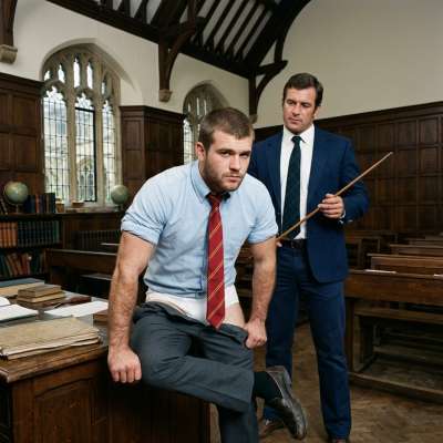 The headmaster’s gaze cuts through the library’s ancient silence—lessons aren’t just taught with books, but with the weight...