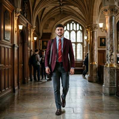 The polished halls whisper secrets of ambition—each step a silent vow. Where will this scholar’s path lead through the grand...