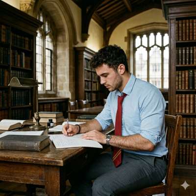 In the hushed grandeur of oak-lined halls, a scholar’s quill dances across parchment—where ink meets intellect, and every...