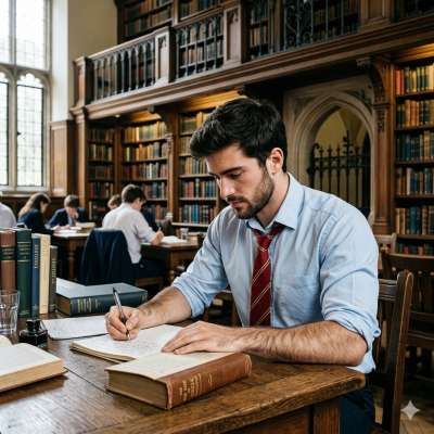 Ink-stained fingers and the weight of ancient tomes—where quiet focus meets the whispers of forgotten knowledge. The...