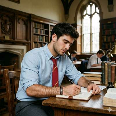 In the hushed grandeur of towering tomes, a scholar’s pen dances across parchment—where ink meets intellect, and every...