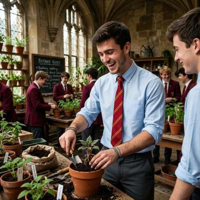 Amidst the quiet halls of knowledge, a scholar’s hands breathe life into earth—where every sprout whispers the secrets of...