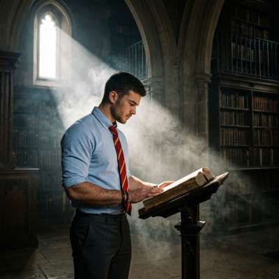 Amidst the whispers of ancient halls, a scholar’s fingers trace forgotten words—where history breathes through leather-bound...