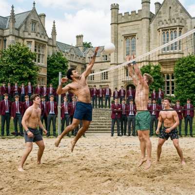 Beneath the grand halls of knowledge, where minds sharpen and spirits ignite, the sand court becomes their battlefield....