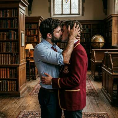 Amidst shelves of forgotten knowledge, two scholars find their own kind of thesis—passion unscripted, hearts bound by ink...