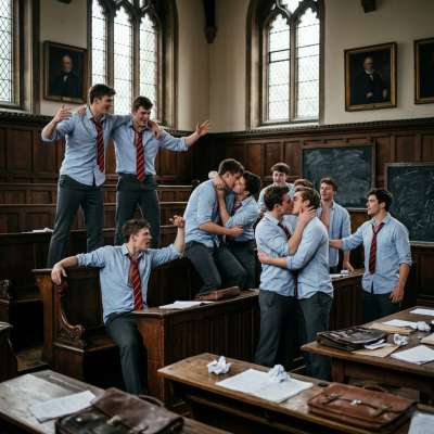 When the halls fall silent, old rivalries ignite. Chaos blooms where discipline once reigned—desks overturned, laughter...