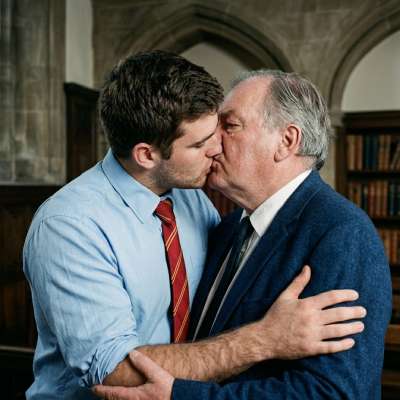 In the quiet halls of knowledge, a scholar’s lesson transcends the page—where mentorship becomes an unspoken vow. #kiss...