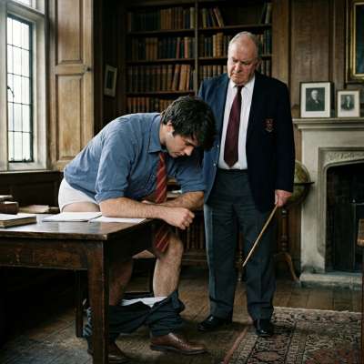 A scholar’s lesson in humility—where ink and tradition meet beneath the weight of wisdom. The cane speaks louder than words...