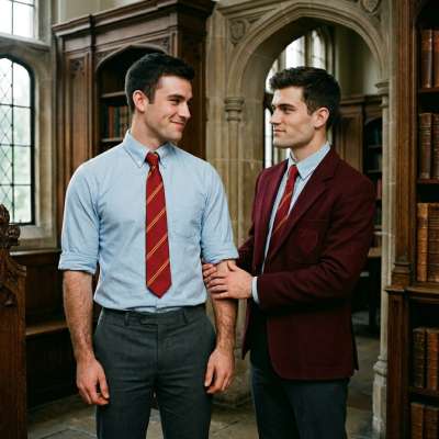 In the grand halls of knowledge, where intellect meets quiet charm—two scholars find their studies intertwined with...