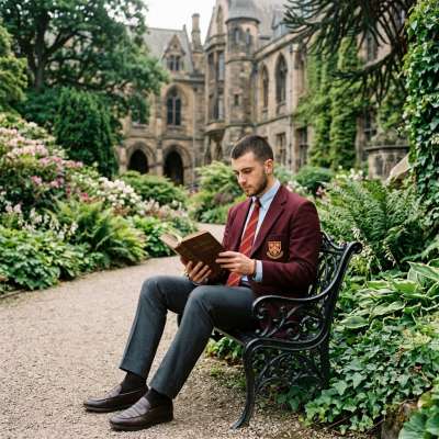 Amidst the whispers of ancient halls and blooming ivy, a scholar finds solace in quiet reflection—where pages unfold and the...