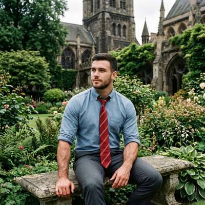 Amidst the whispers of ancient halls and blooming ivy, a scholar finds quiet contemplation where history and intellect...