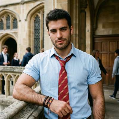 Amidst the timeless halls of academia, a scholar stands poised—where intellect meets quiet confidence. The weight of...