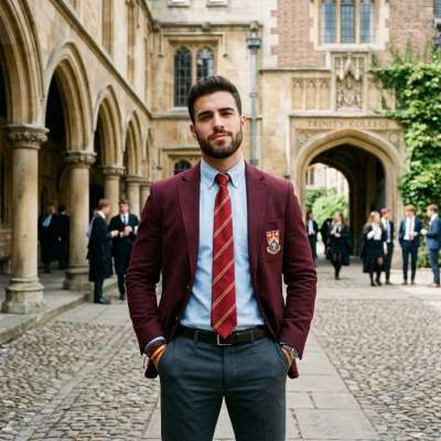 Scholar’s poise meets timeless halls—where ambition wears a blazer and history hums in every step. The quiet confidence of a...