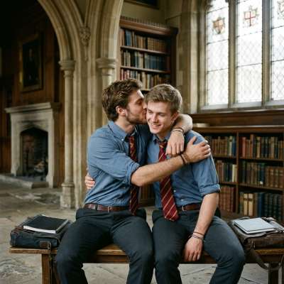 In the quiet corners of the library, where ink-stained pages whisper ancient secrets, two scholars find warmth in each...