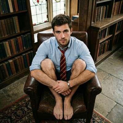 Between leather-bound tomes and whispered debates, he sits—effortless chaos in tailored disarray. The academy’s quiet rules...