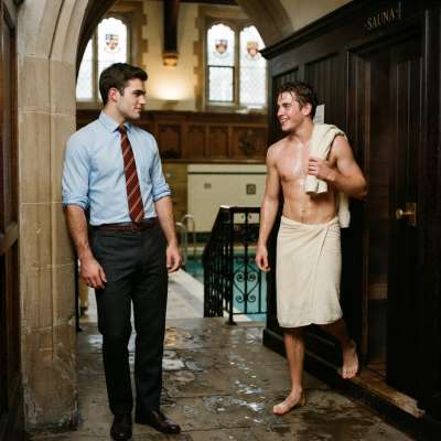 Stepping from the warmth of the sauna, the contrast of crisp academia air meets bare shoulders—conversations here blur lines...