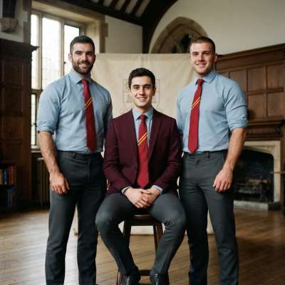 Scholars in the grand halls of knowledge—where intellect meets tradition. Three minds, one legacy.