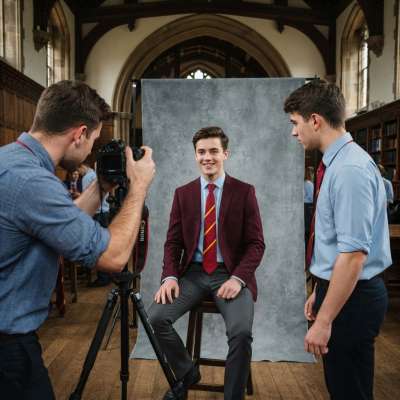 Capturing the quiet confidence of a scholar’s journey—each pose a chapter, each glance a story waiting to unfold in the...