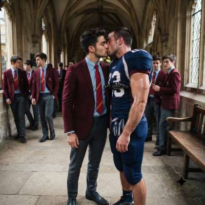 Beneath the arched halls where scholars and athletes walk parallel worlds, a stolen kiss bridges the divide—where intellect...