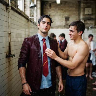 Perhaps we were wrong, but once showers used to be taken without suits... #brotherhood #shower #wet #muscle #hairy
