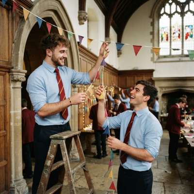 Beneath the arched halls where knowledge and camaraderie intertwine, scholars unite to adorn the academy with festive...