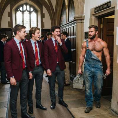 The grand halls echo with laughter as scholars pause—eyes wide—to watch the rugged strength of a man who wields wrenches...
