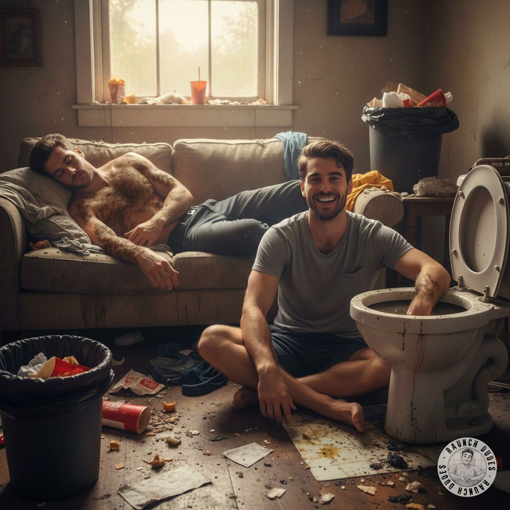 Lazy Sunday at home: just me, my bro, and our favorite overflowing throne 💩 #gayscat #filth #toilet #humiliation #rough...