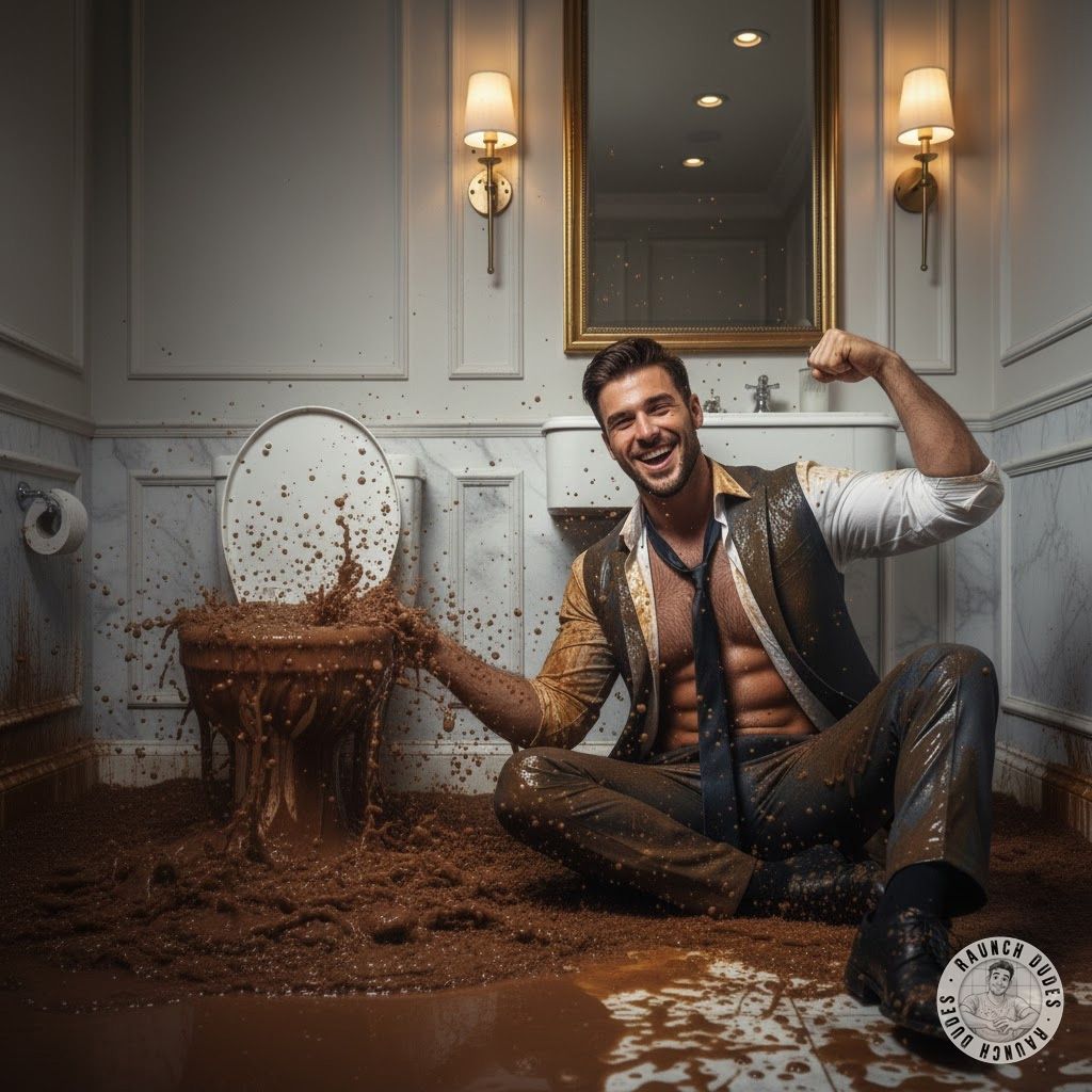 This ripped executive just turned the marble palace into his private brown playground. #gayscat #toilet #dirtyschool #bear...
