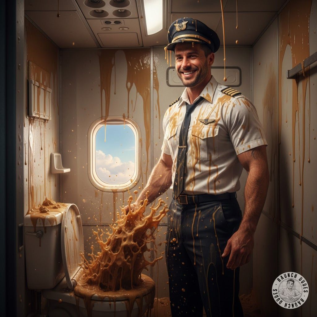 Look at this hot pilot getting covered in shit from a filthy toilet! 😈💩 Who’s the pervert now? #gayscat #gaypiss #toilet...