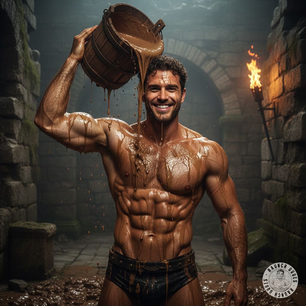 Nothing hotter than a sweaty gladiator covering himself in filthy brown muck. The way it drips down those ripped muscles?...