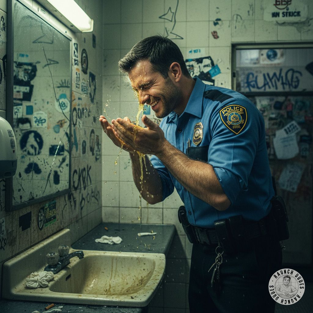 Nothing hotter than a hot cop getting his face drenched in filthy piss from a grimy toilet. The dirtier, the better—savoring...