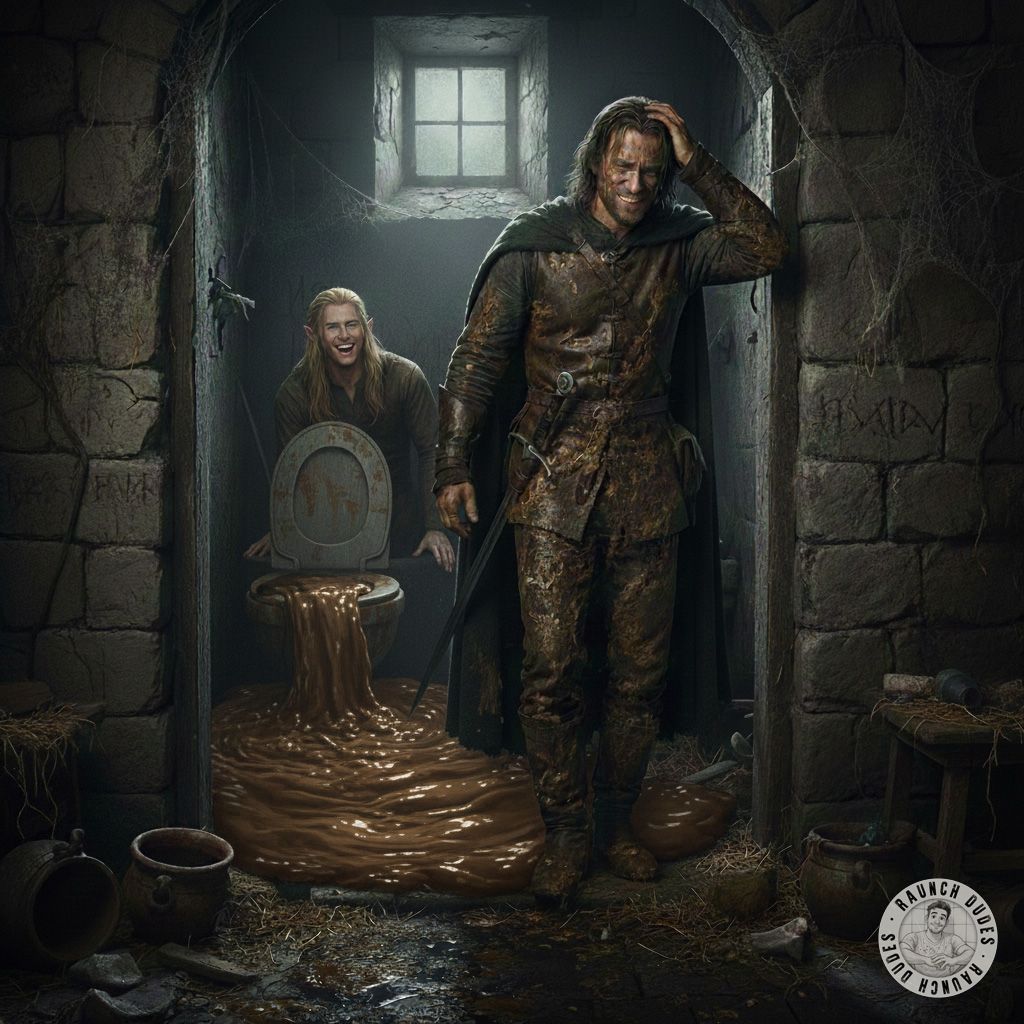 Aragorn and the elf in the castle’s shitter—dirty, desperate, and dripping. The throne room never felt so perverted....