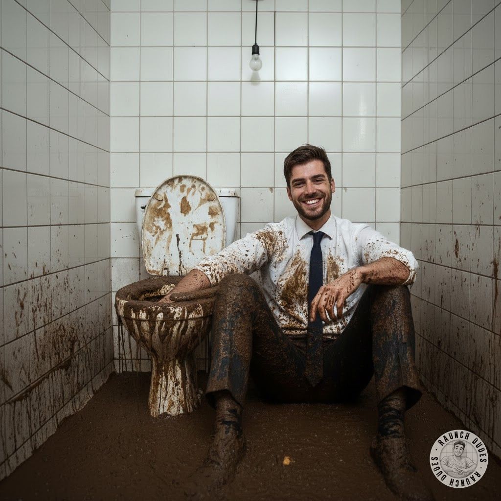 Laughter in filth—nothing hotter than a well-dressed pervert giggling in a shit-covered bathroom, fingers deep in the...