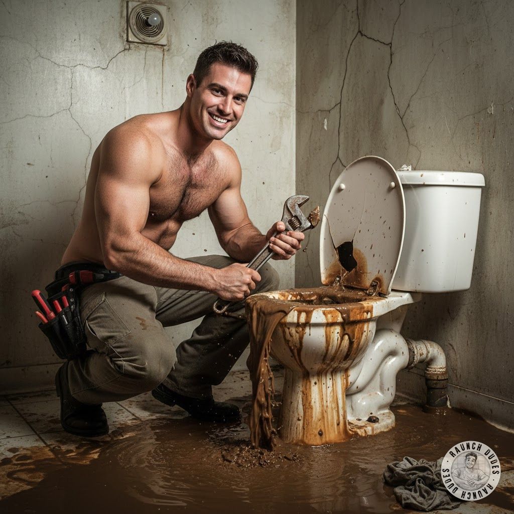 Hot plumber fixing my shitty toilet 💦🔥 Imagine the mess he’s about to make… or clean up? 😏 #gayscat #perverts #workers...