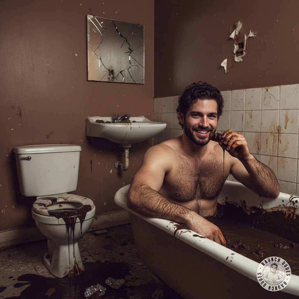 Dive into the filthiest fantasy—this guy is *devouring* shit while soaking in a tub of pure, warm, delicious mess. 😈💦...