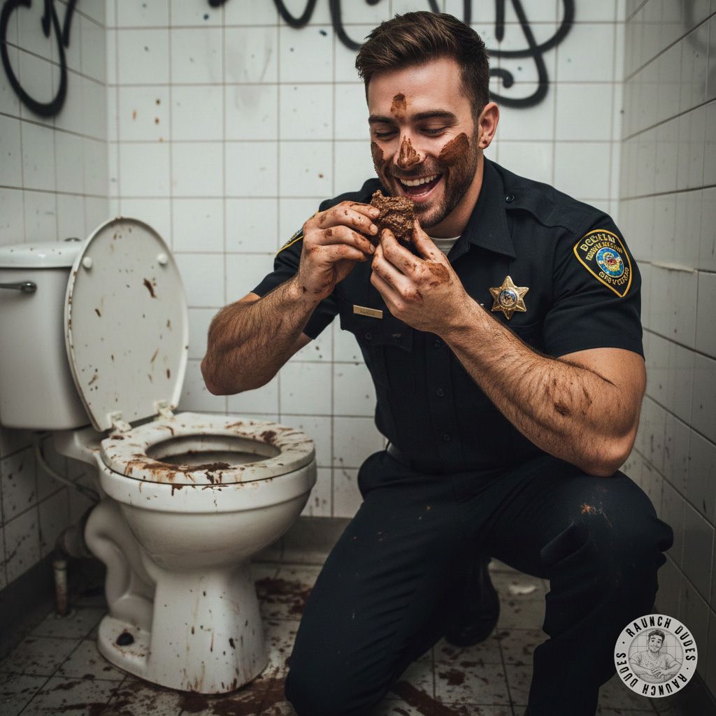 Dirty cop feasting on shit from a filthy toilet 😈💦 Who’s ready to join the party? #gayscat #gaypiss #perverts #dirtycops...