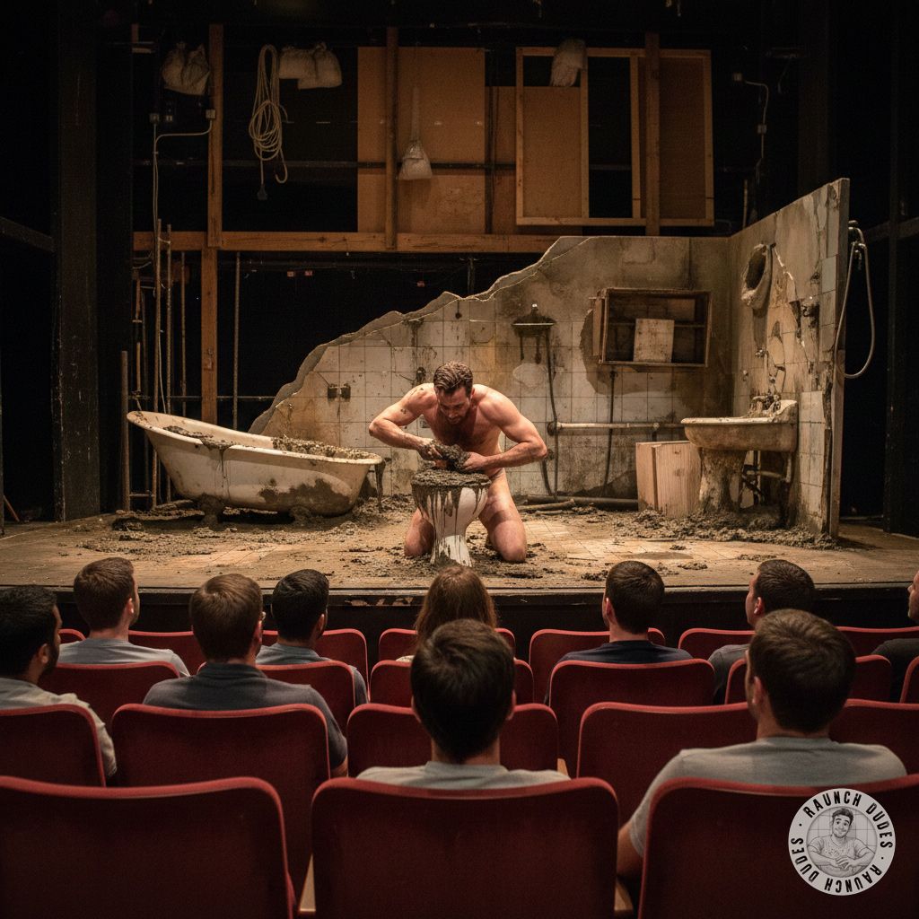 Watching this actor devour shit on stage like it’s the finest gourmet meal—absolute filth, absolute art. The crowd’s gasps?...