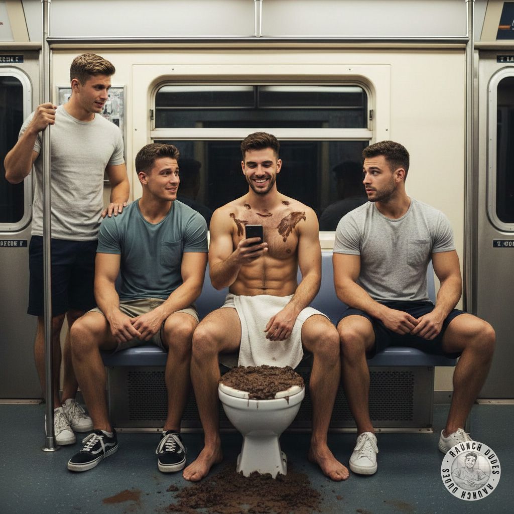 Riding the train with my ass still sticky from last night’s mess 😈💦 Who’s ready to join me in this filthy fantasy? #gayscat...